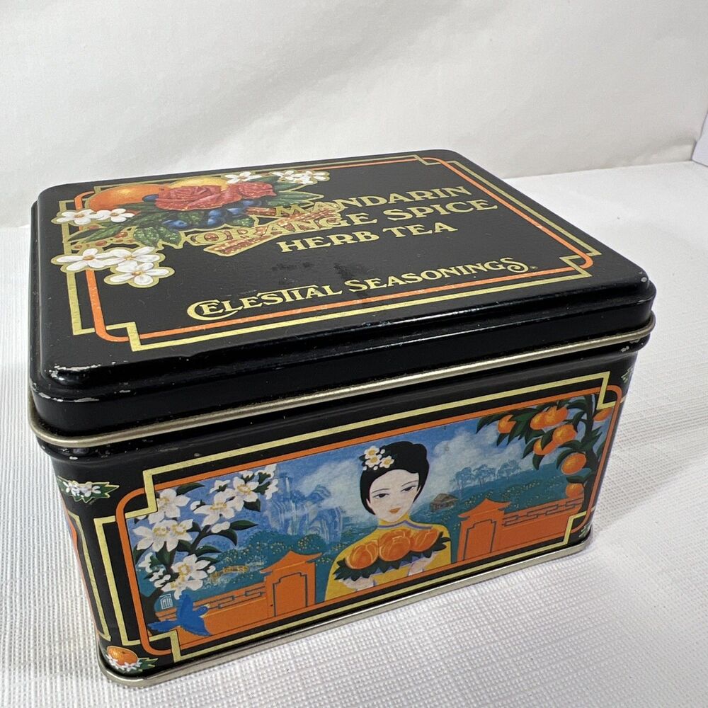 Celestial Seasonings - Mandarin Orange Spice - Tea Tin - Cannister - Box - 1994